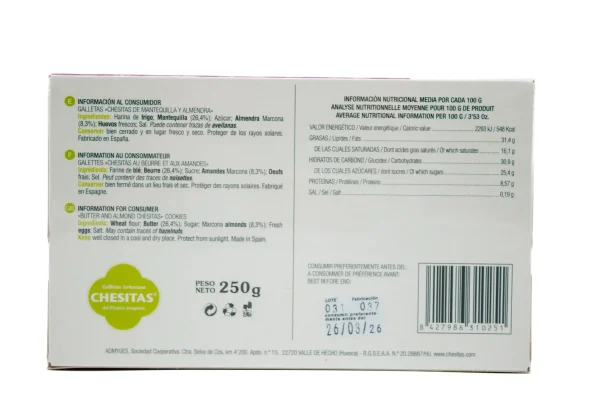 Galletas Chesitas Mantequilla y Almendra 250g - Imagen 2