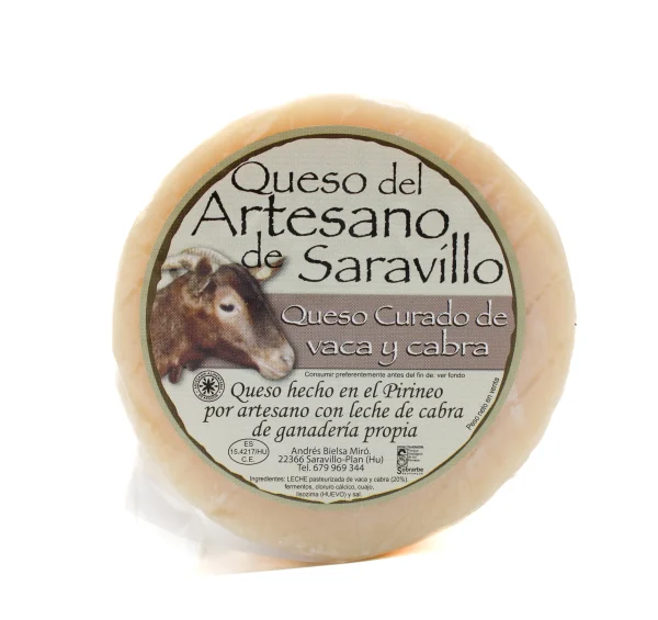 Queso Vaca Cabra Curado Saravillo 550 Gramos