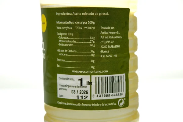 Aceite de Girasol Noguesol 1Litro - Imagen 2